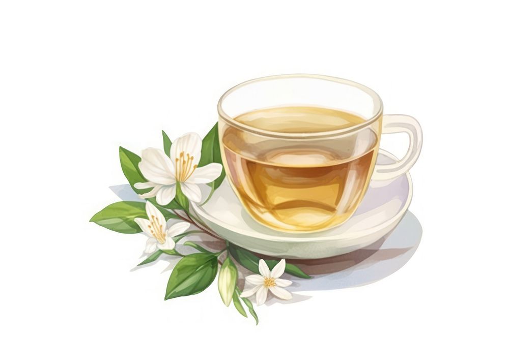 A Jasmine tea saucer drink plant. AI generated Image by rawpixel.