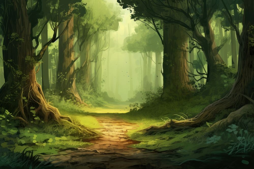 Forest background green landscape woodland. AI generated Image by rawpixel.