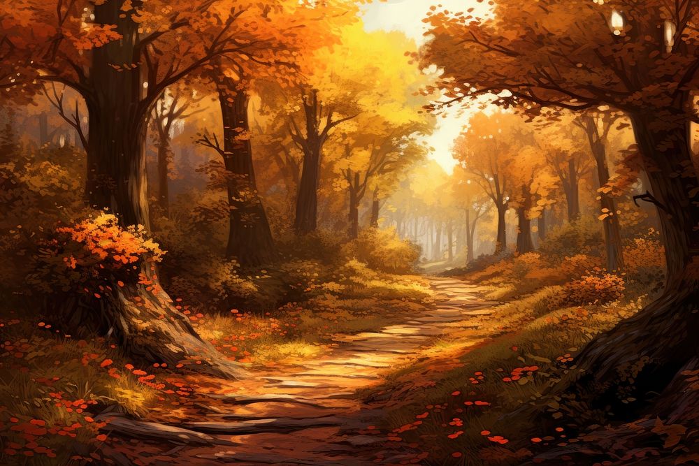 Autumn landscape outdoors woodland. AI generated Image by rawpixel.