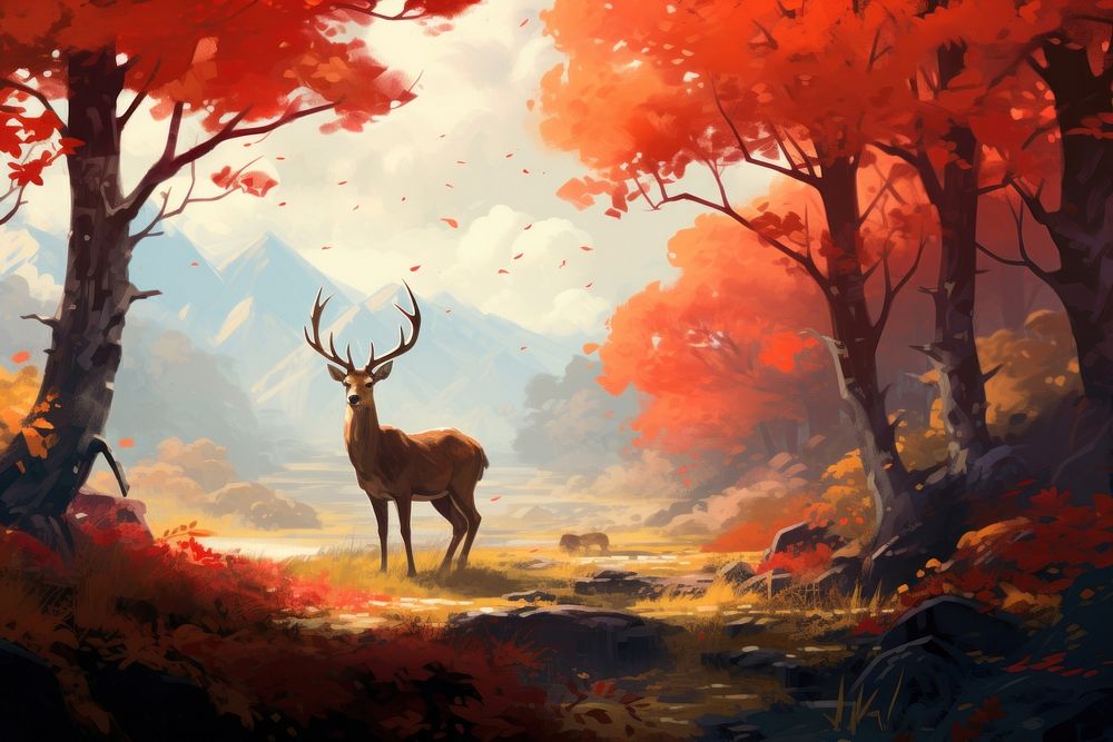 Autumn outdoors nature mammal. AI generated Image by rawpixel.