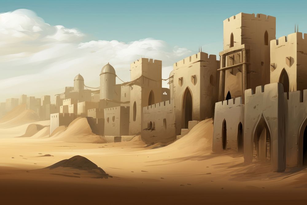 Desert city architecture landscape building. AI generated Image by rawpixel.