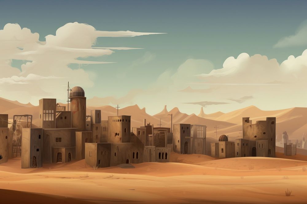 Desert city architecture landscape building. AI generated Image by rawpixel.