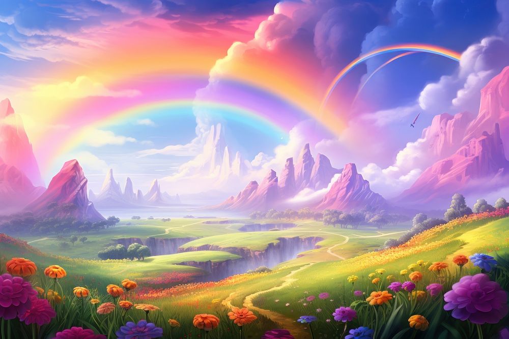 Rainbow backgrounds landscape outdoors. AI generated Image by rawpixel.