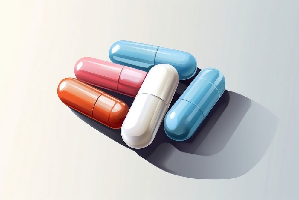 Medicine capsule pill white background medication. AI generated Image by rawpixel.