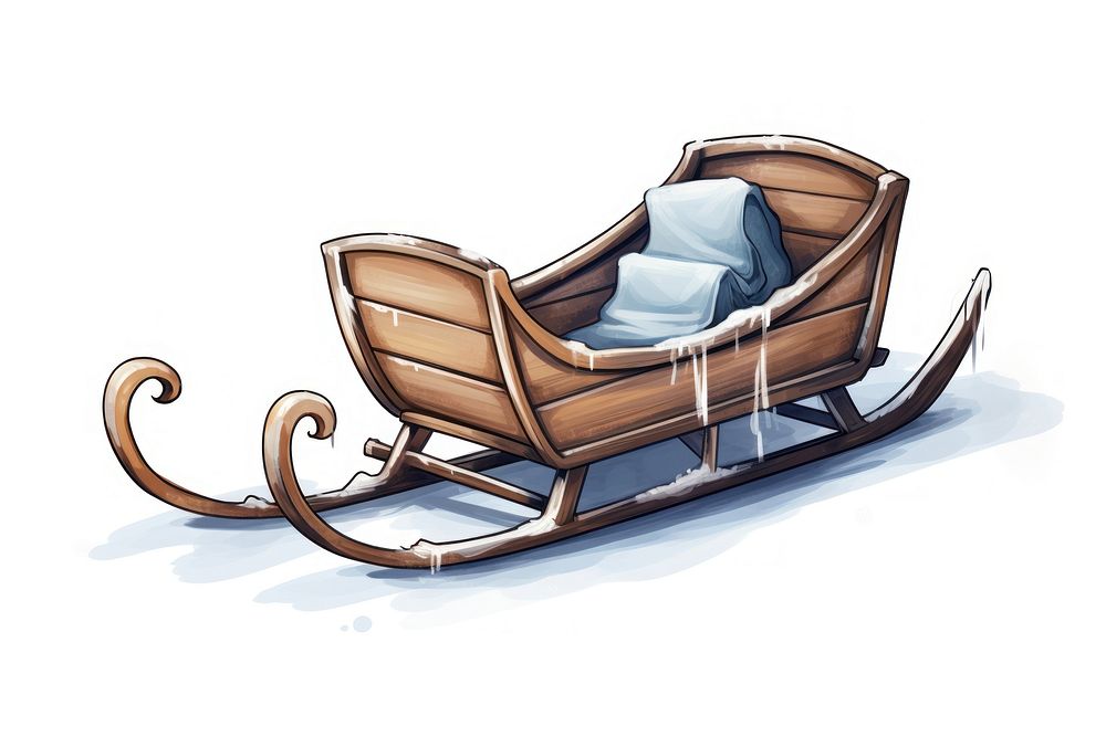 Snow sleigh drawing sled furniture. AI generated Image by rawpixel.