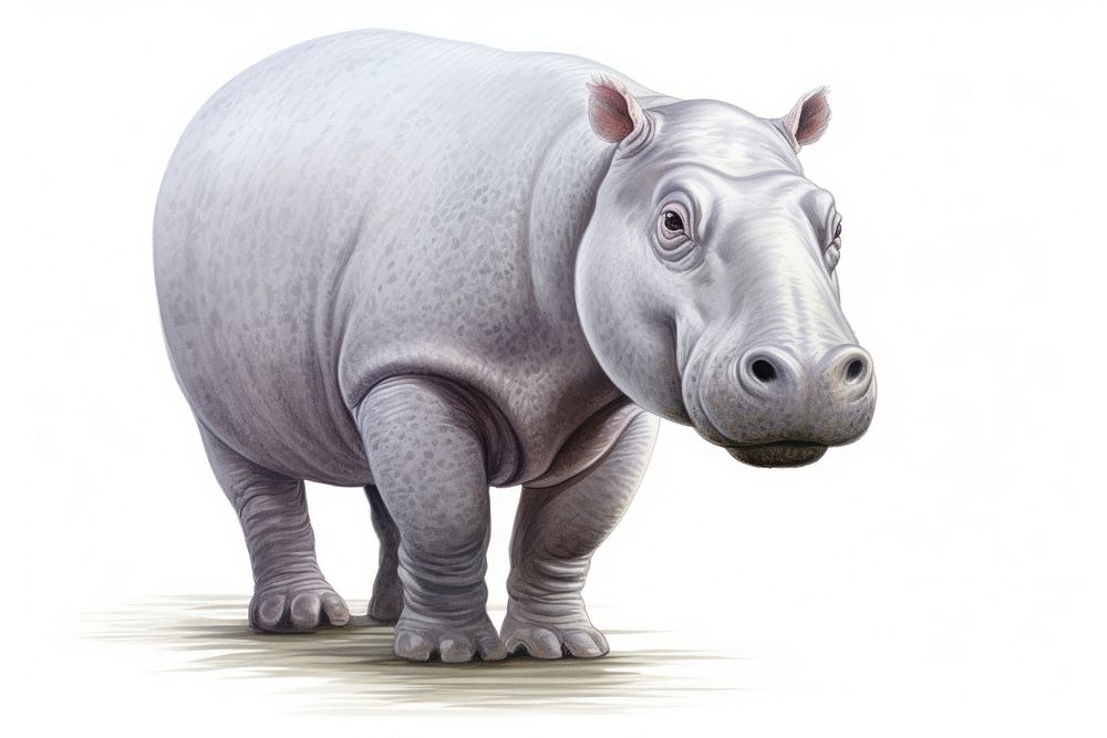 Grey hippotamus wildlife cartoon animal. 