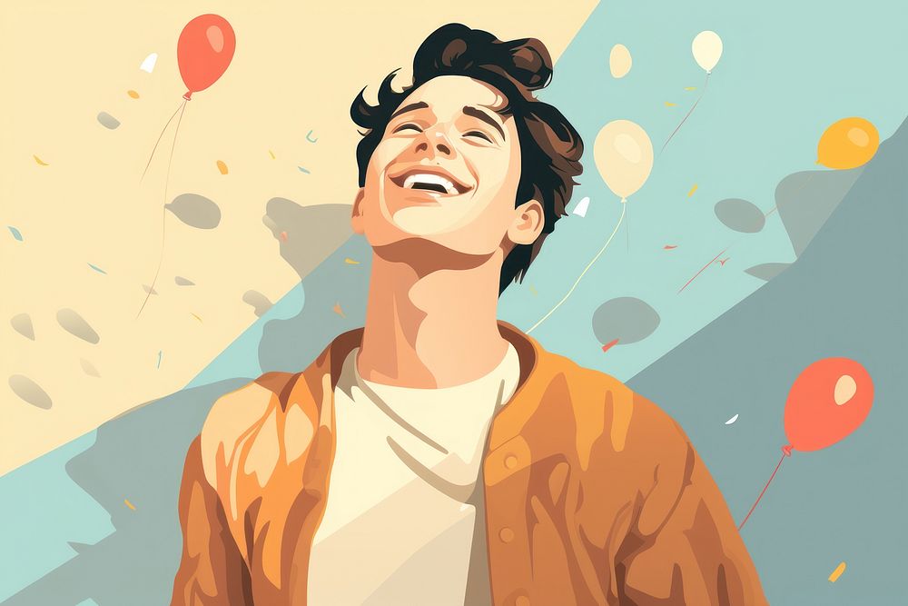 Laughing portrait balloon smile. AI generated Image by rawpixel.