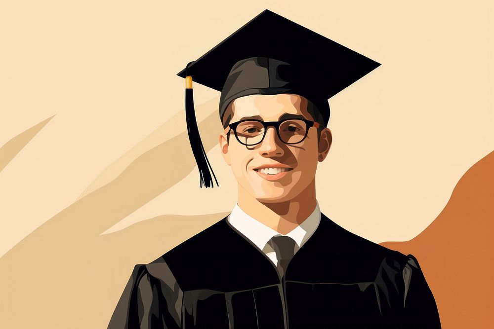 Graduation glasses adult male. AI generated Image by rawpixel.