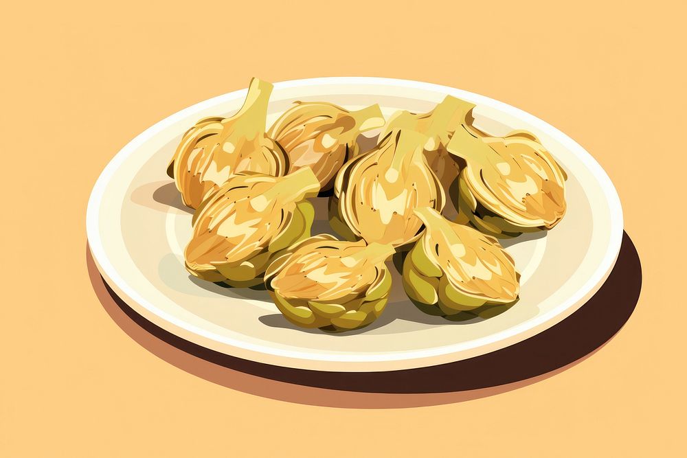 Roasted Artichokes plate food plant. AI generated Image by rawpixel.