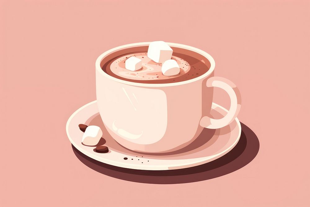Hot chocolate mug saucer drink. 