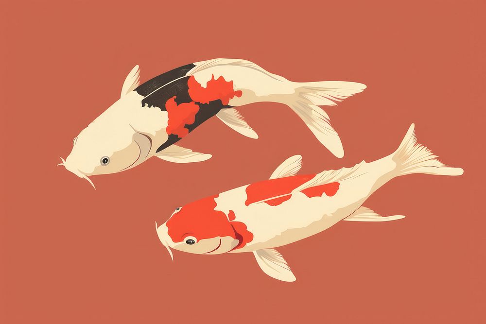 Two koi fish animal underwater goldfish. AI generated Image by rawpixel.