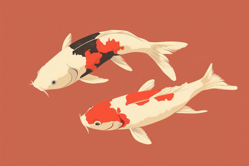 Two koi fish animal underwater goldfish. 