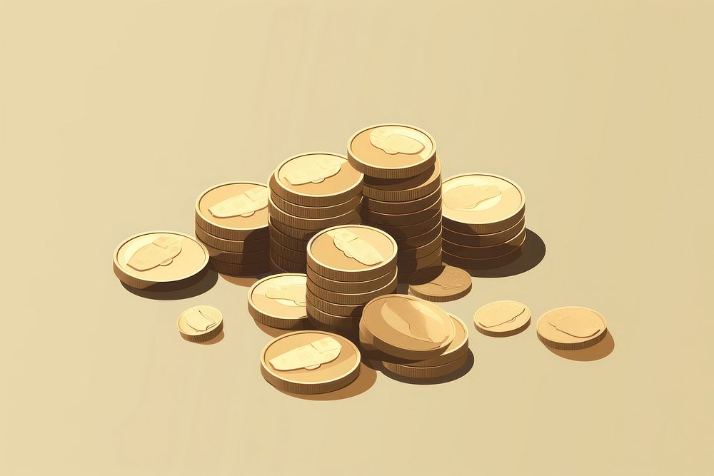 Money dollar coins gold arrangement investment. AI generated Image by rawpixel.