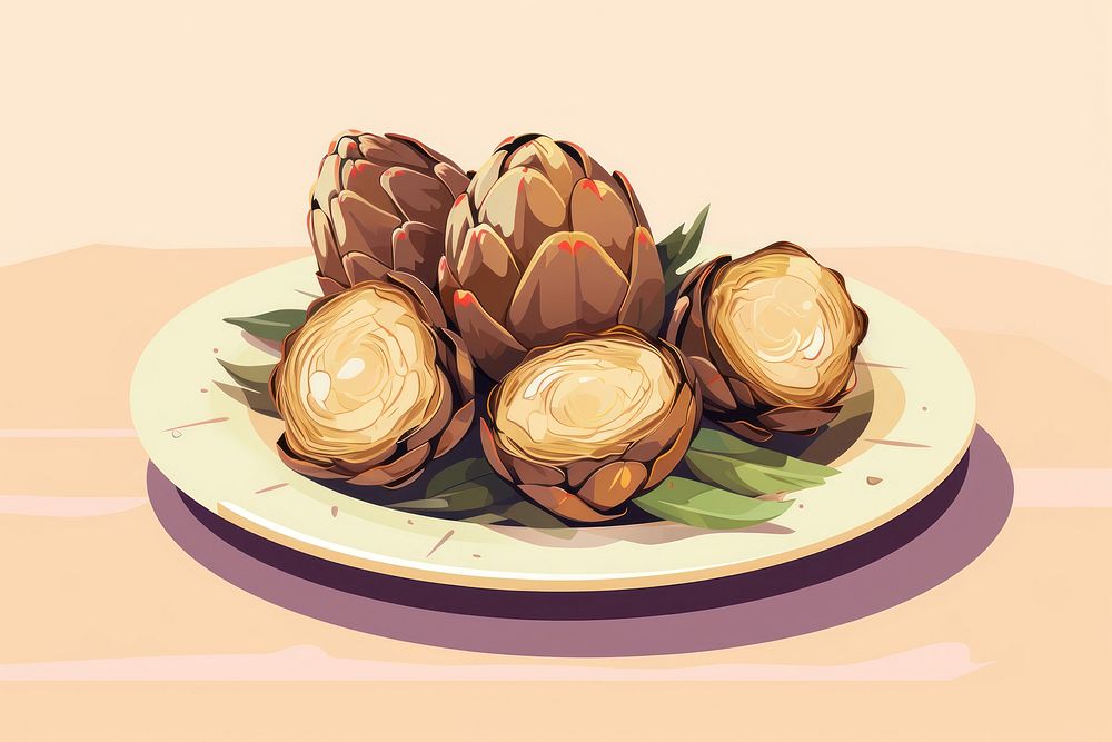 Roasted Artichokes artichoke food dessert. AI generated Image by rawpixel.