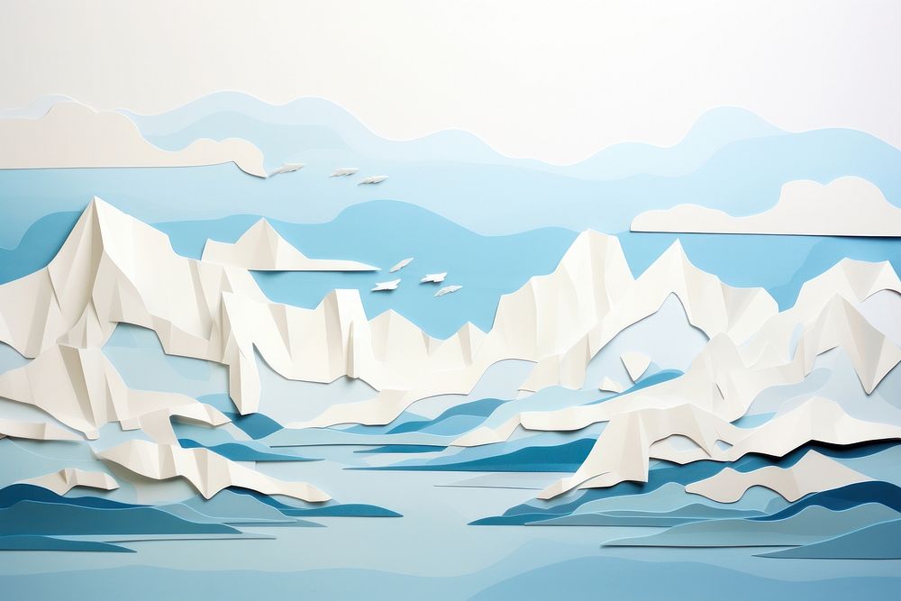 Artic landscape painting white paper. AI generated Image by rawpixel.