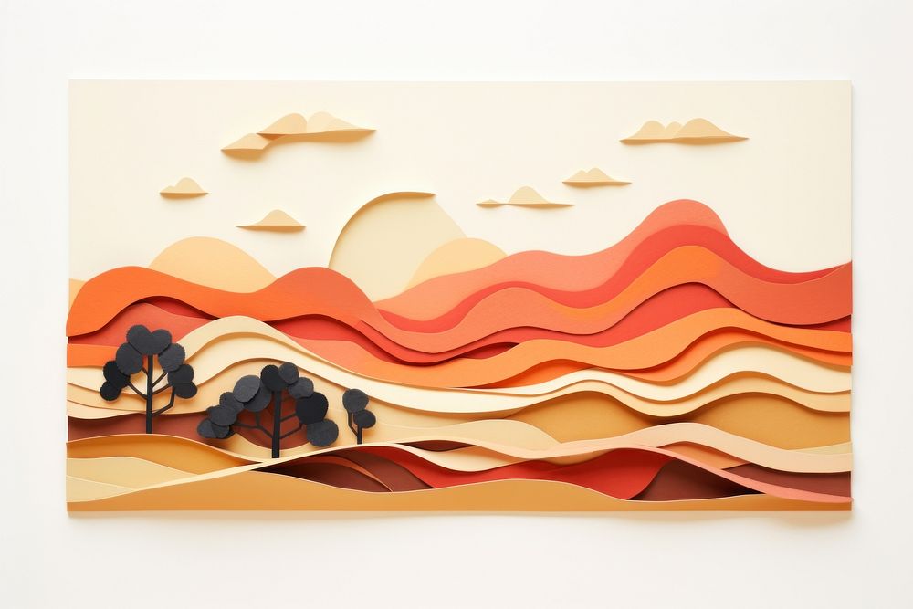 Landscape painting paper art. AI generated Image by rawpixel.