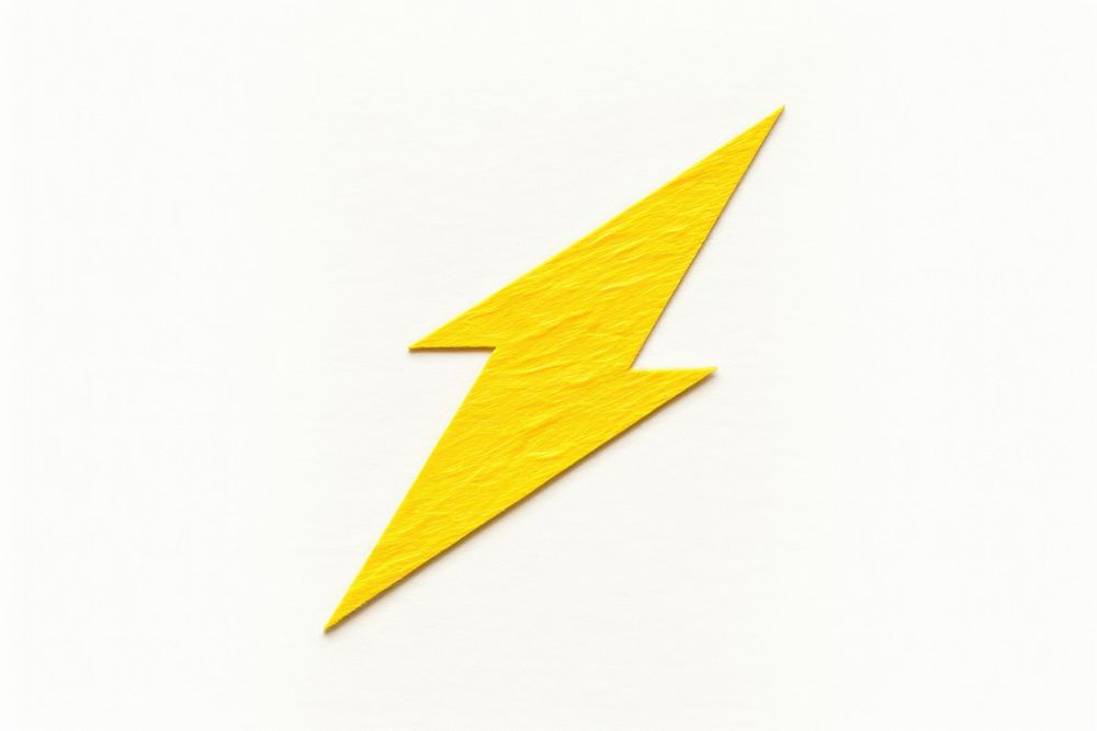 Yellow lightning symbol paper white background electricity. AI generated Image by rawpixel.