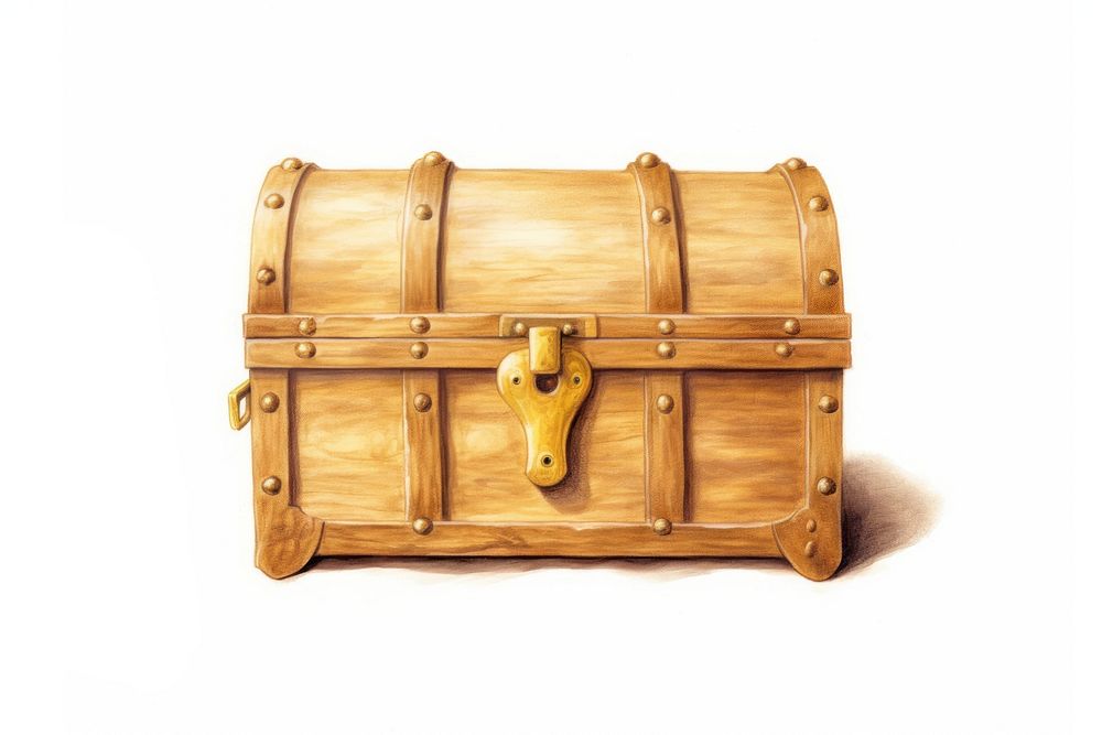 Treasure gold white background container. AI generated Image by rawpixel.