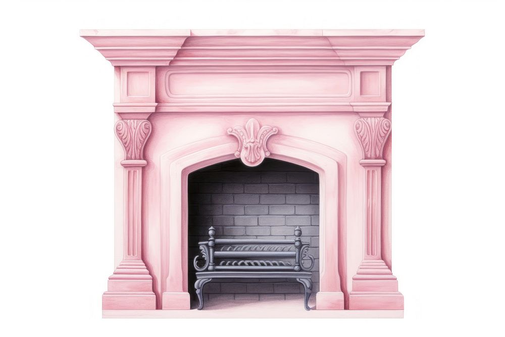 A fireplace furniture hearth white background. AI generated Image by rawpixel.