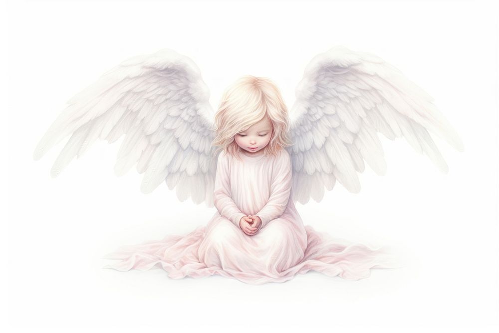 Angel drawing white representation. AI generated Image by rawpixel.