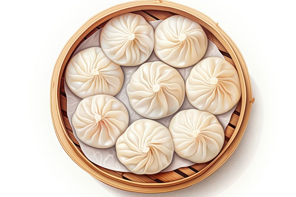 Chinese food xiaolongbao dumpling white background. AI generated Image by rawpixel.
