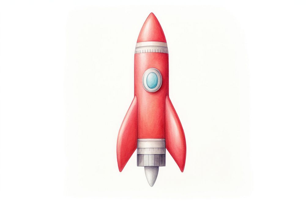 Rocket ship red white background technology. AI generated Image by rawpixel.