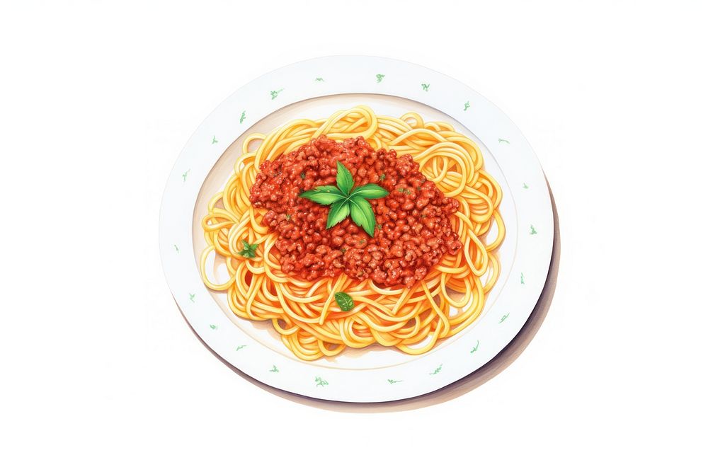 Spaghetti bolognese plate pasta food. AI generated Image by rawpixel.