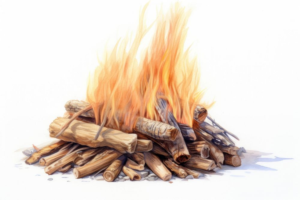 Bonfire wood white background deforestation. AI generated Image by rawpixel.