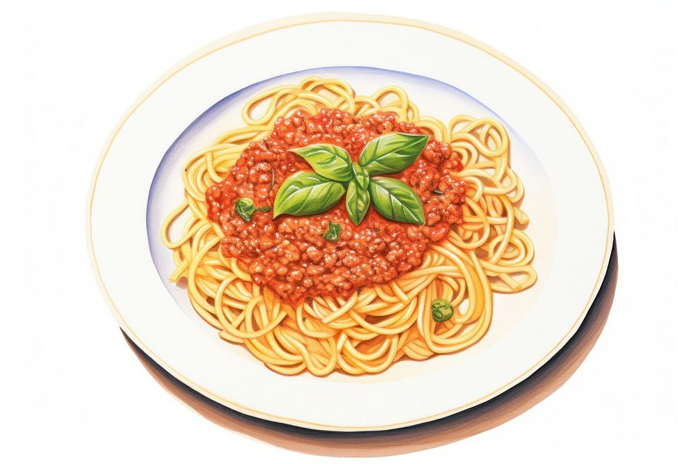 Spaghetti bolognese plate pasta food. AI generated Image by rawpixel.