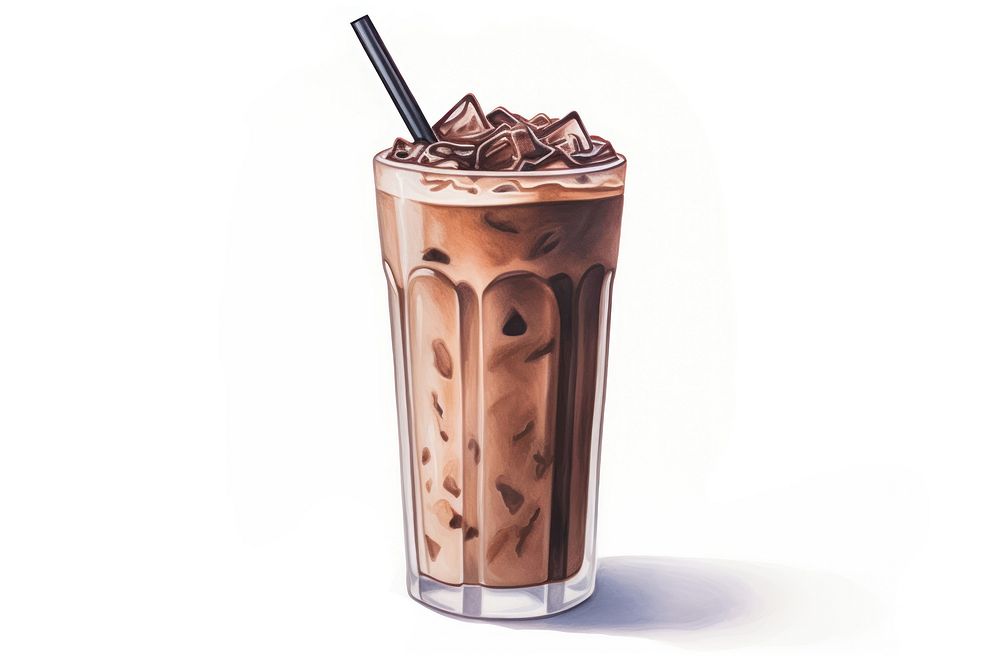 Drink milkshake chocolate white background. AI generated Image by rawpixel.