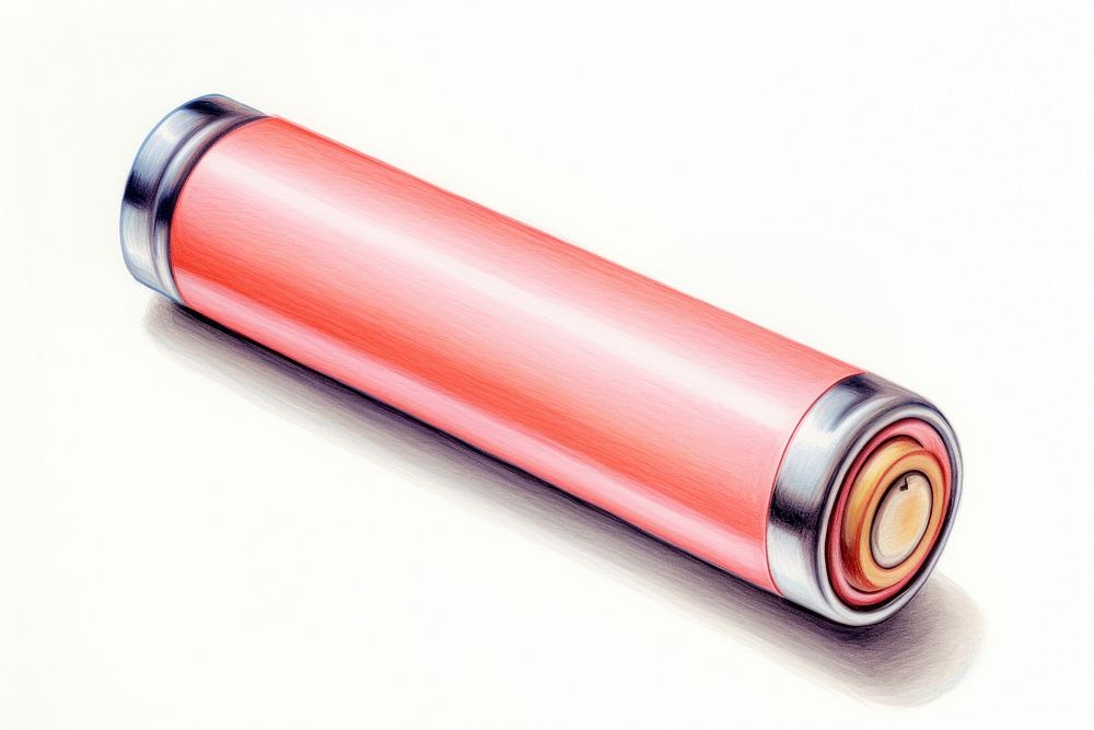 Battery circuit red white background cylinder. AI generated Image by rawpixel.