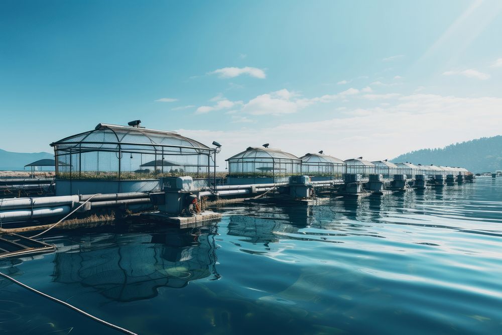 Fish farm sky architecture outdoors. AI generated Image by rawpixel.