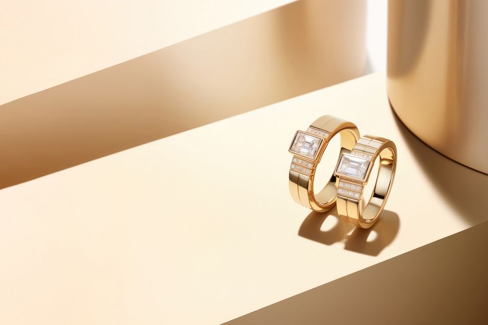 Two diamond rings jewelry gold accessories. AI generated Image by rawpixel.