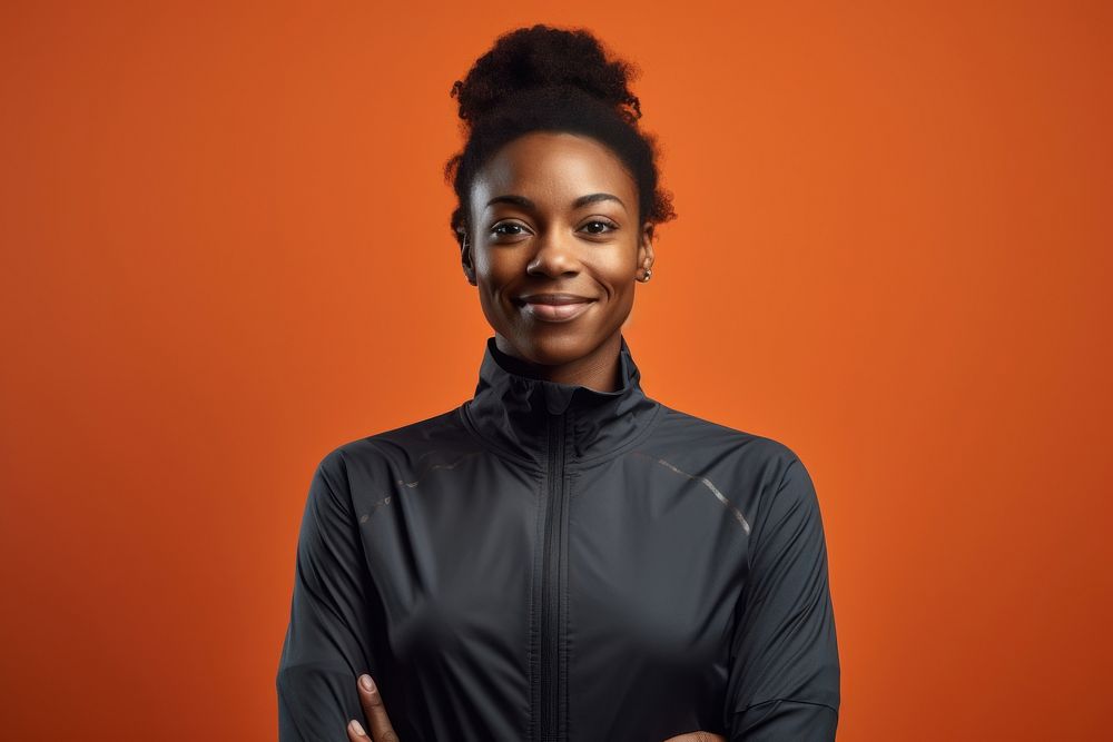 Black sportswoman standing portrait smile. AI generated Image by rawpixel.