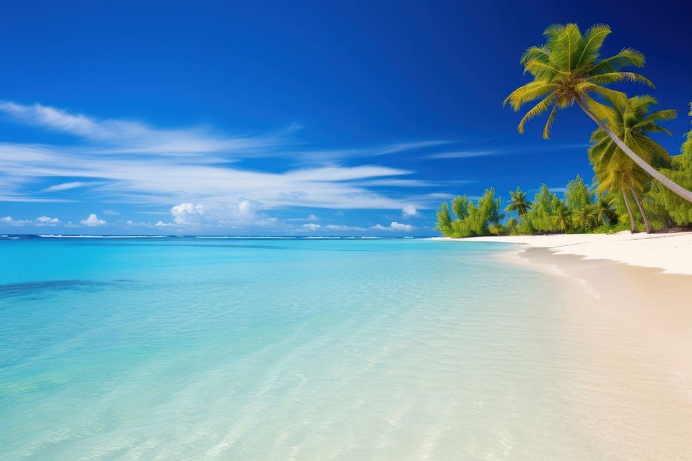 Sandy tropical beach land landscape outdoors. AI generated Image by rawpixel.