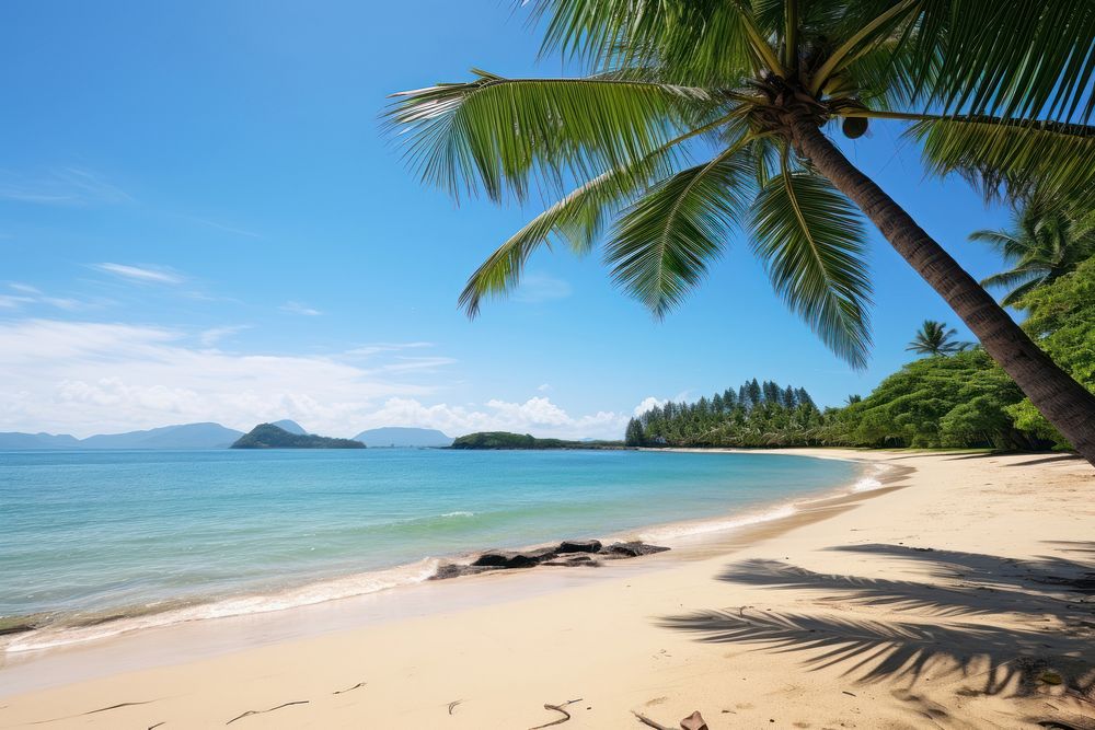 Sandy tropical beach landscape outdoors tropics. AI generated Image by rawpixel.