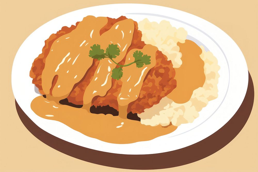 Katsu curry plate food meal. AI generated Image by rawpixel.