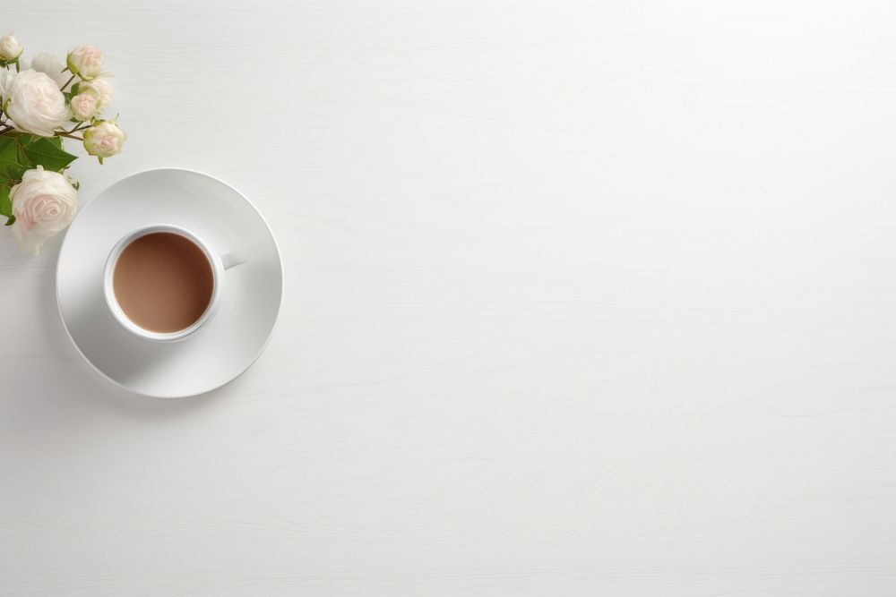 White cleaned table saucer coffee flower