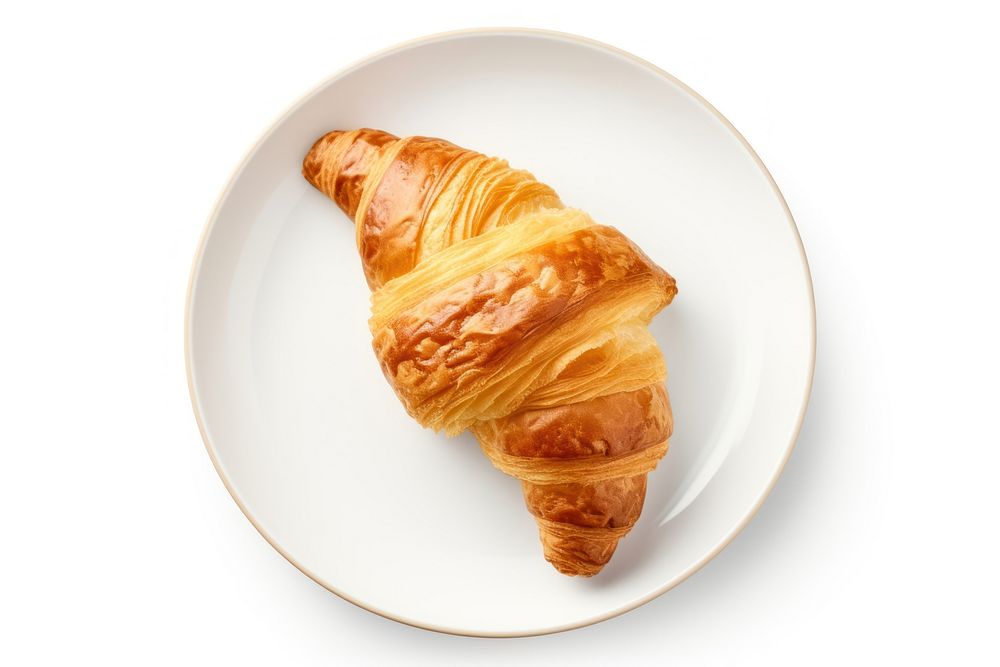 Croissant plate bread food. AI generated Image by rawpixel.