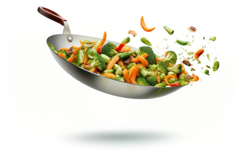 Wok vegetable freshness cookware. AI generated Image by rawpixel.
