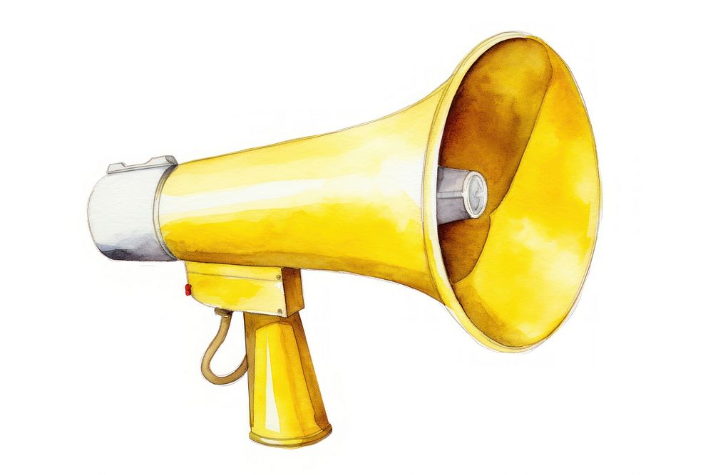 Megaphone yellow horn white background. AI generated Image by rawpixel.