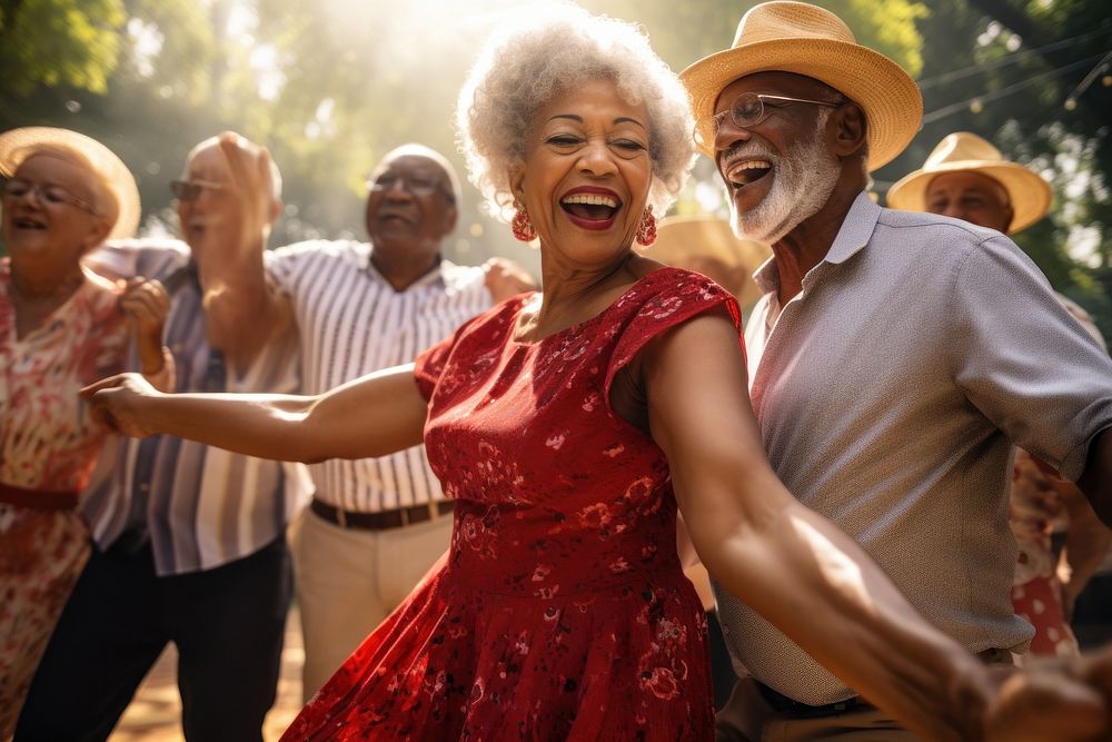 Seniors dancing laughing joy. AI generated Image by rawpixel.