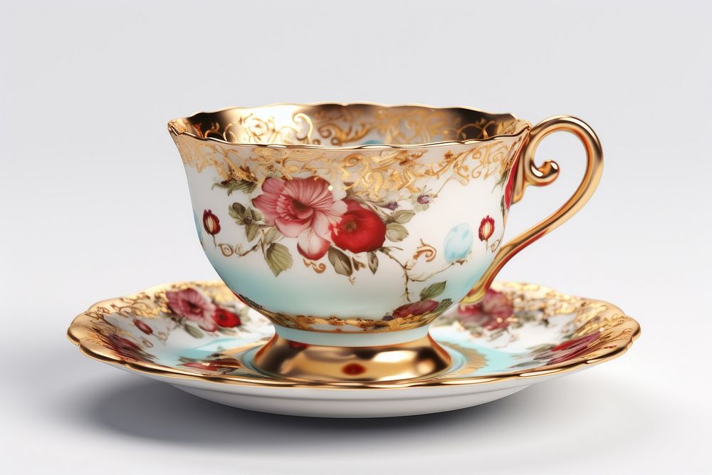 Tea cup porcelain saucer mug. AI generated Image by rawpixel.