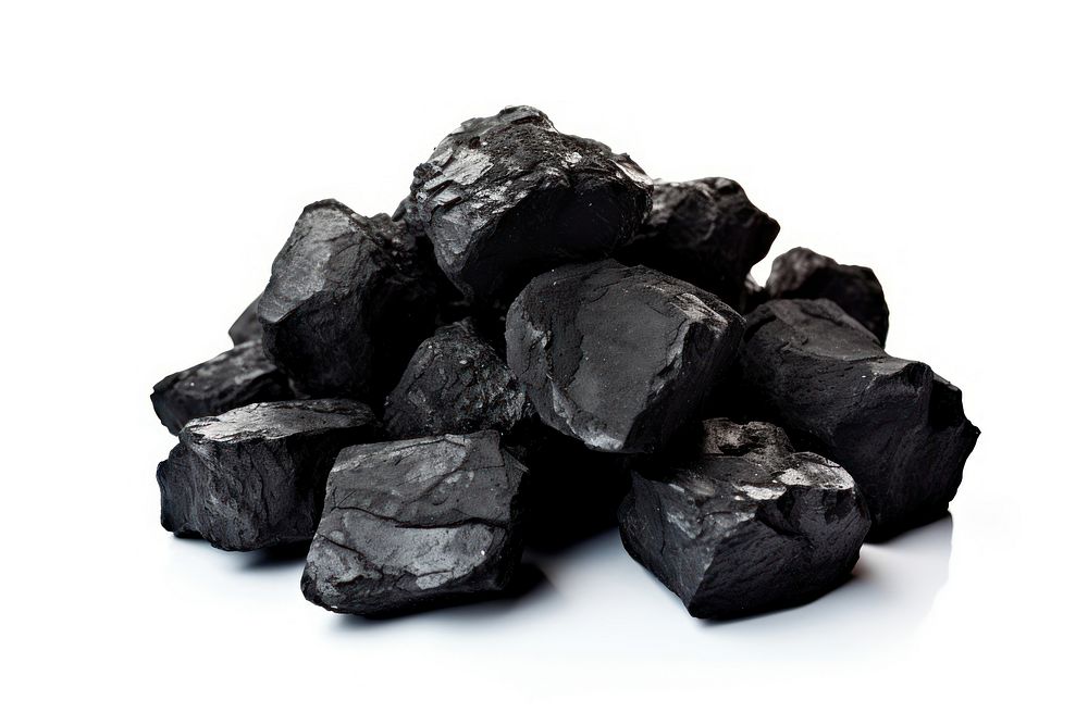 Black coal chunks white background anthracite rock. AI generated Image by rawpixel.