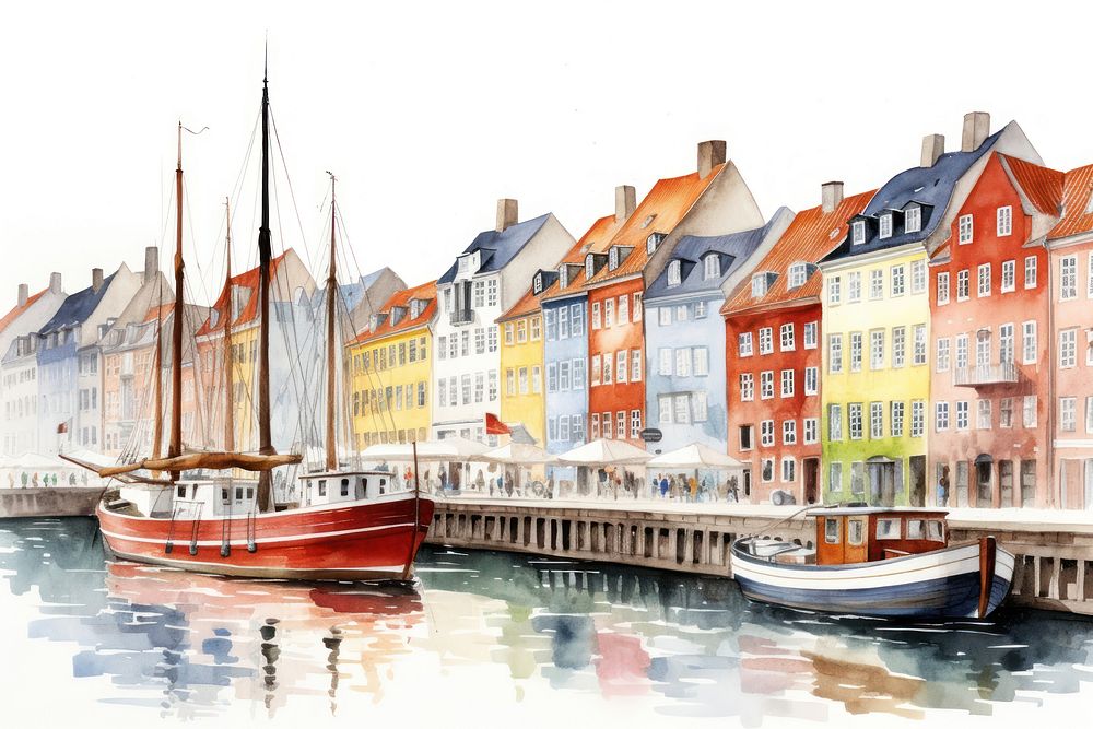 Copenhagen watercraft waterfront sailboat. AI generated Image by rawpixel.