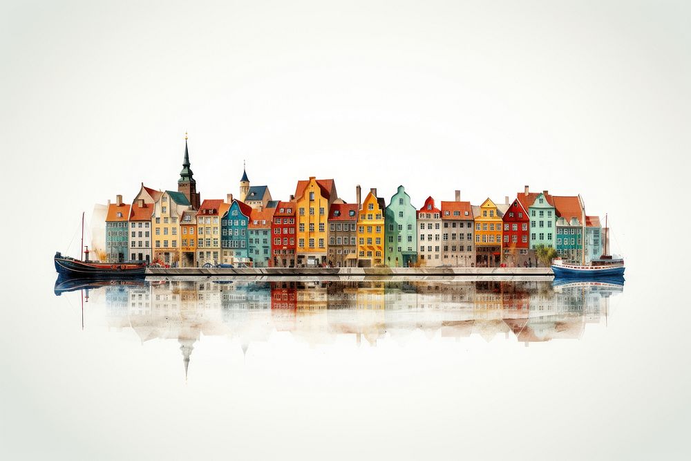 Copenhagen architecture waterfront cityscape. AI generated Image by rawpixel.