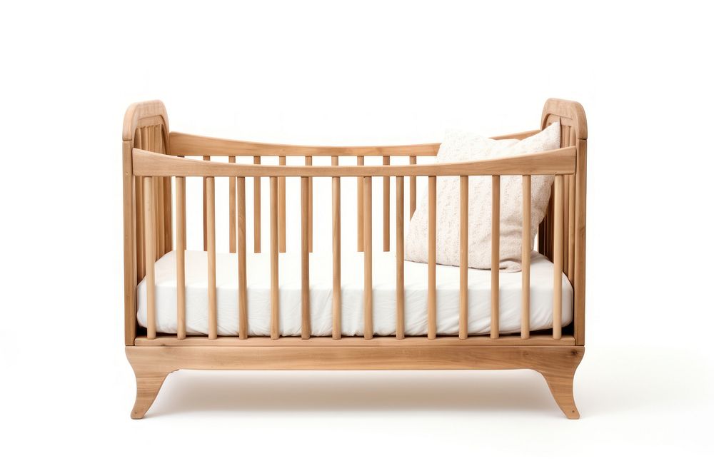 Crib furniture bed white background. 