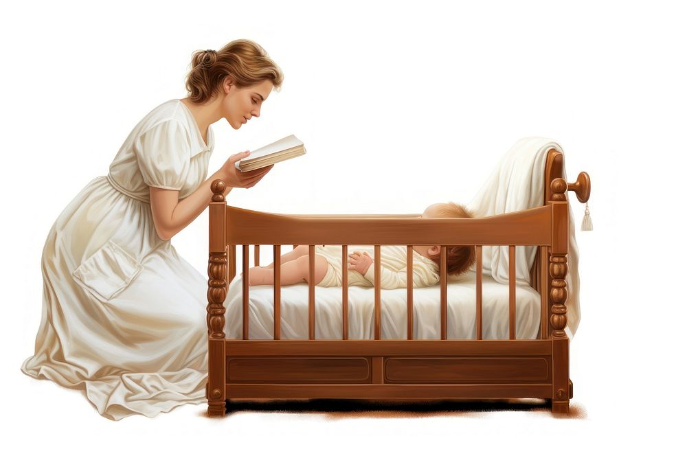 Crib baby furniture reading. AI generated Image by rawpixel.