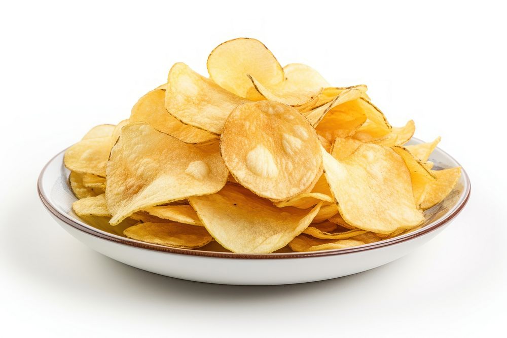 Crisps snack plant plate. AI generated Image by rawpixel.