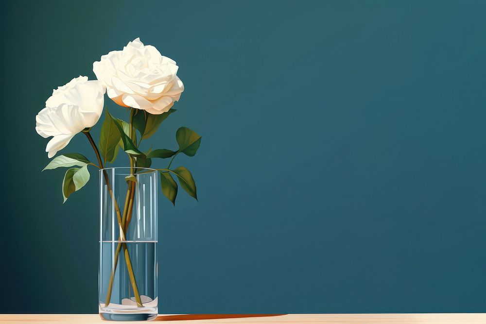 White rose flower vase lighting. AI generated Image by rawpixel.